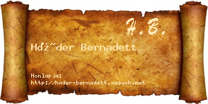 Háder Bernadett névjegykártya